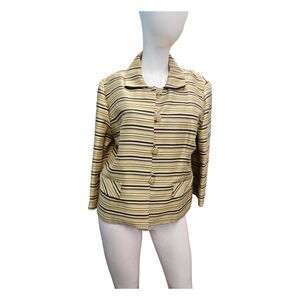Vintage Yellow Striped Dress Blazer Jacket Size Large